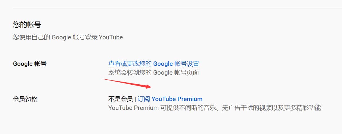 选择订阅youtube premium